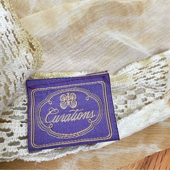 Boho Ethereal Fairy Sheer Tie Dye Floral Lace Crocheted Beach Scarf Wrap Shawl - Picture 12 of 15